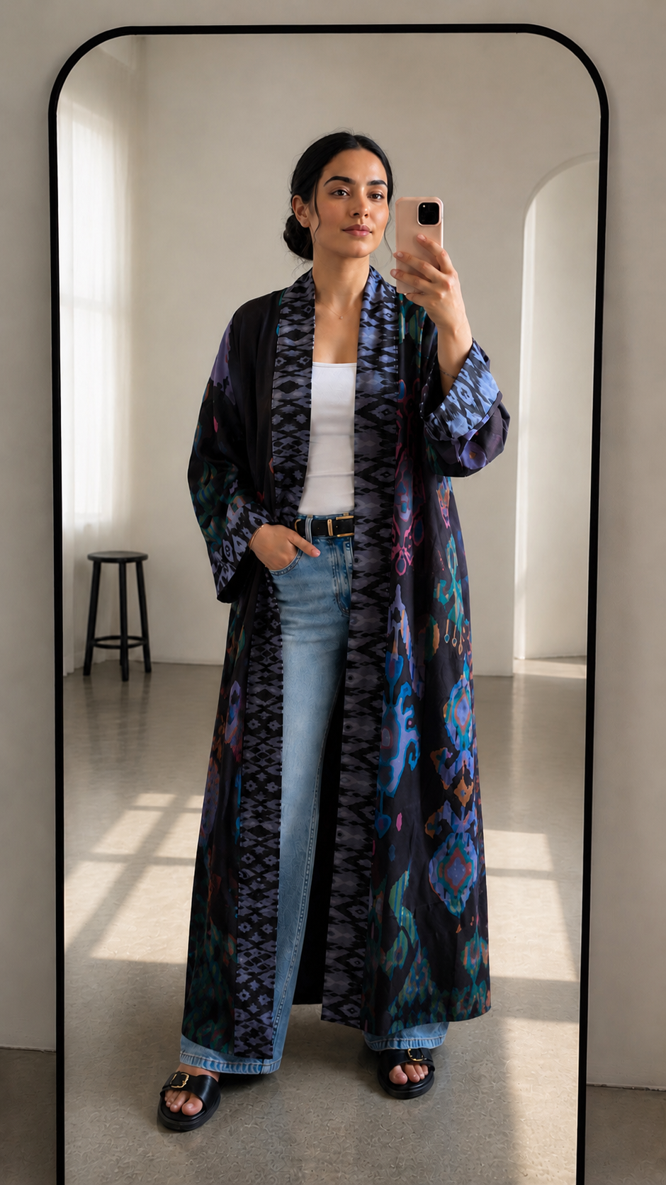 Damask Long Kimono