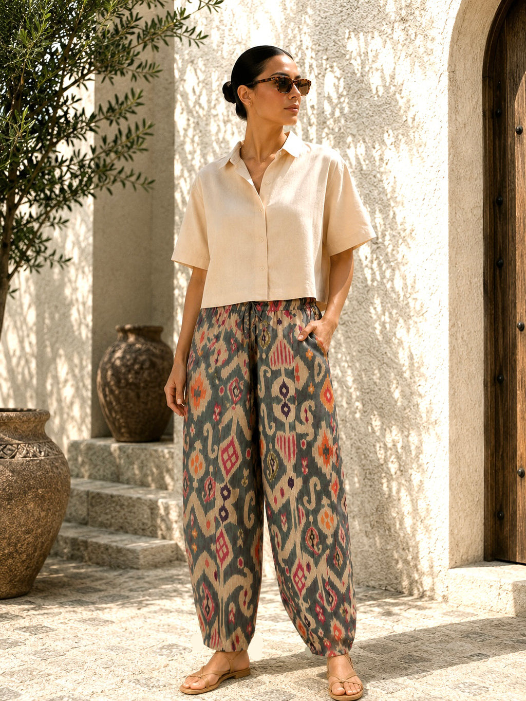 Boho balloon linen pants