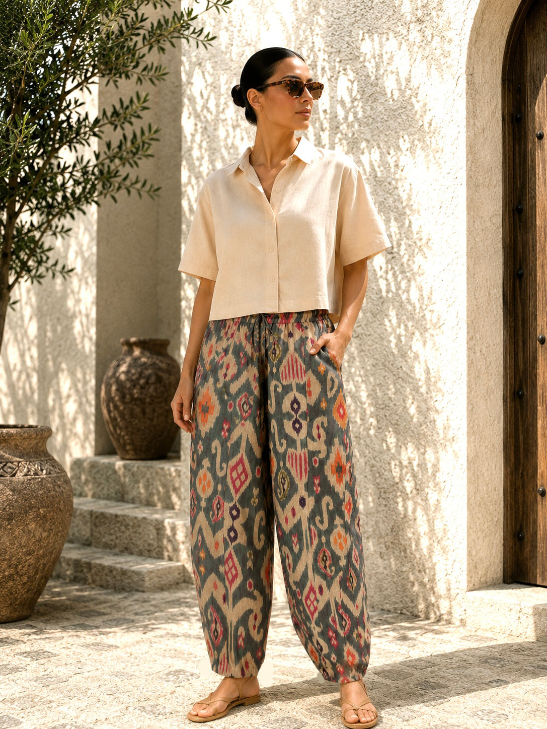 Boho balloon linen pants