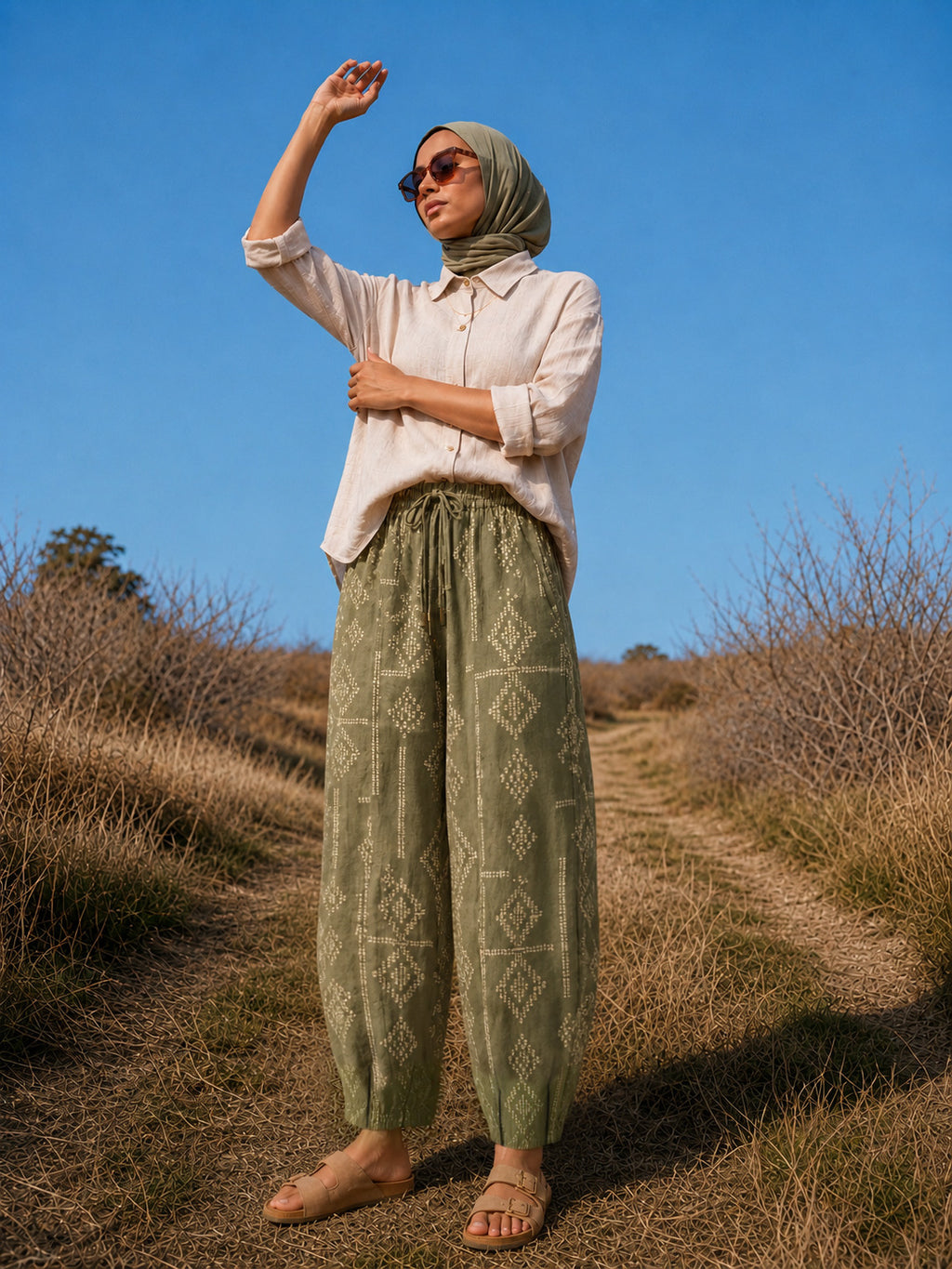 Balloon Linen Pants “Olive”