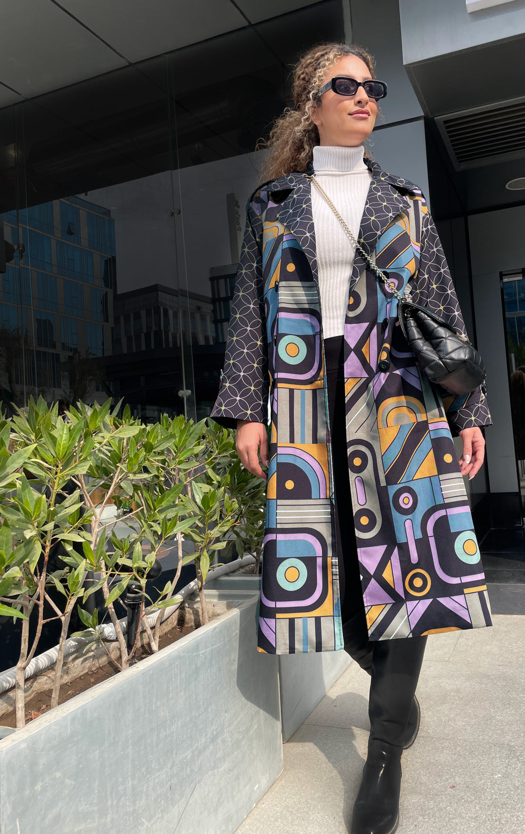 Retro Charcoal Trench Coat