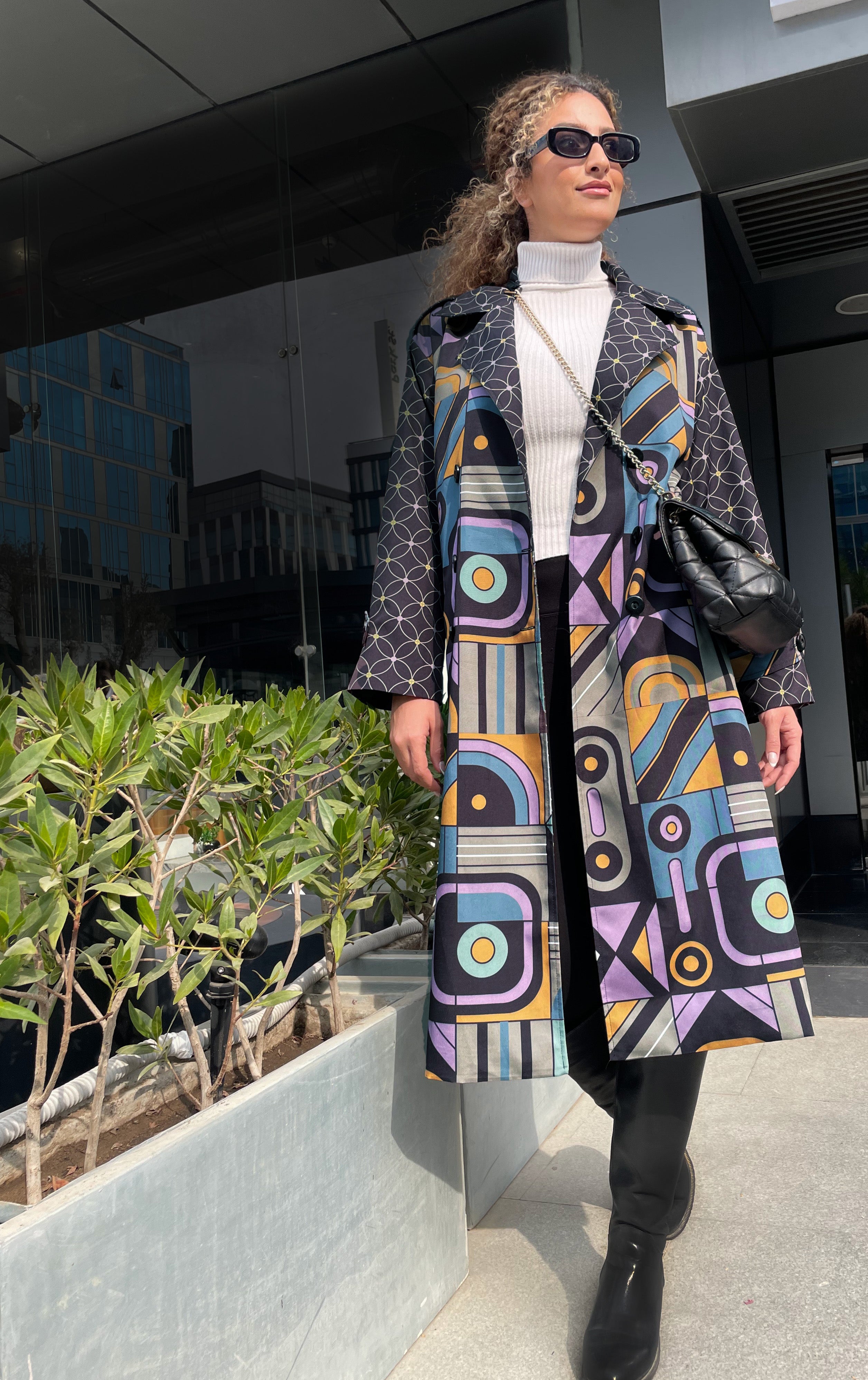 Retro Charcoal Trench Coat