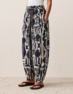 Balloon Linen Pants “Black & White ”