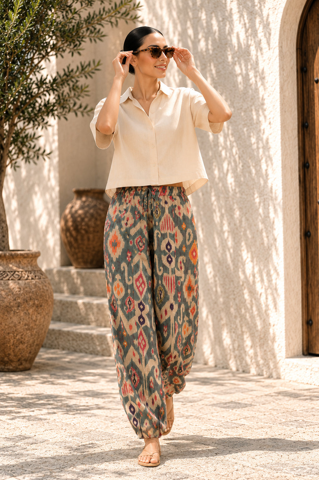 Boho balloon linen pants