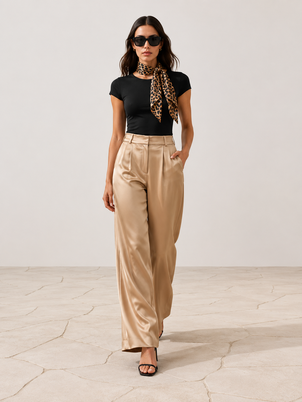 Aura Satin Pants " Beige"
