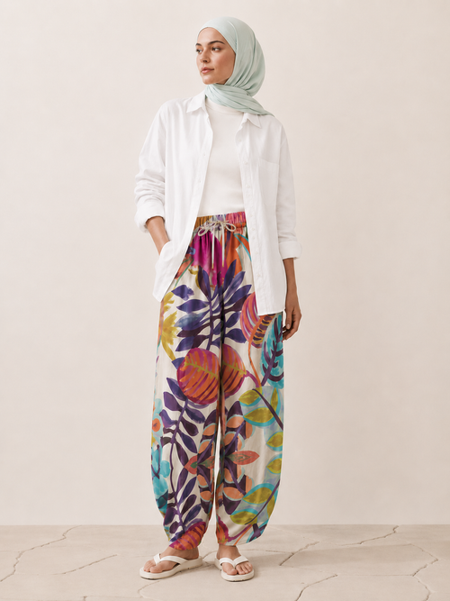 Balloon Linen Pants “Floral”