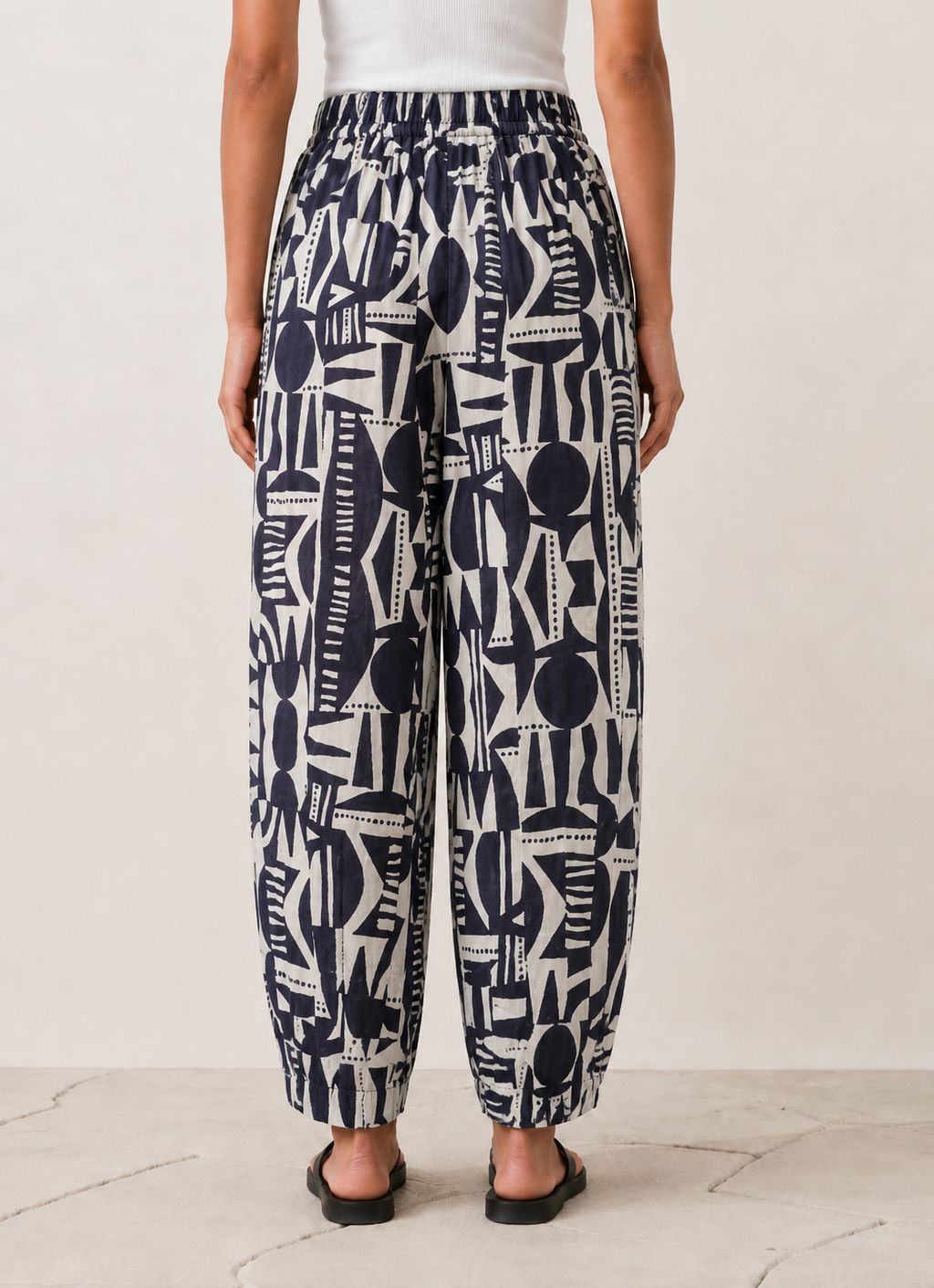 Balloon Linen Pants “Black & White ”