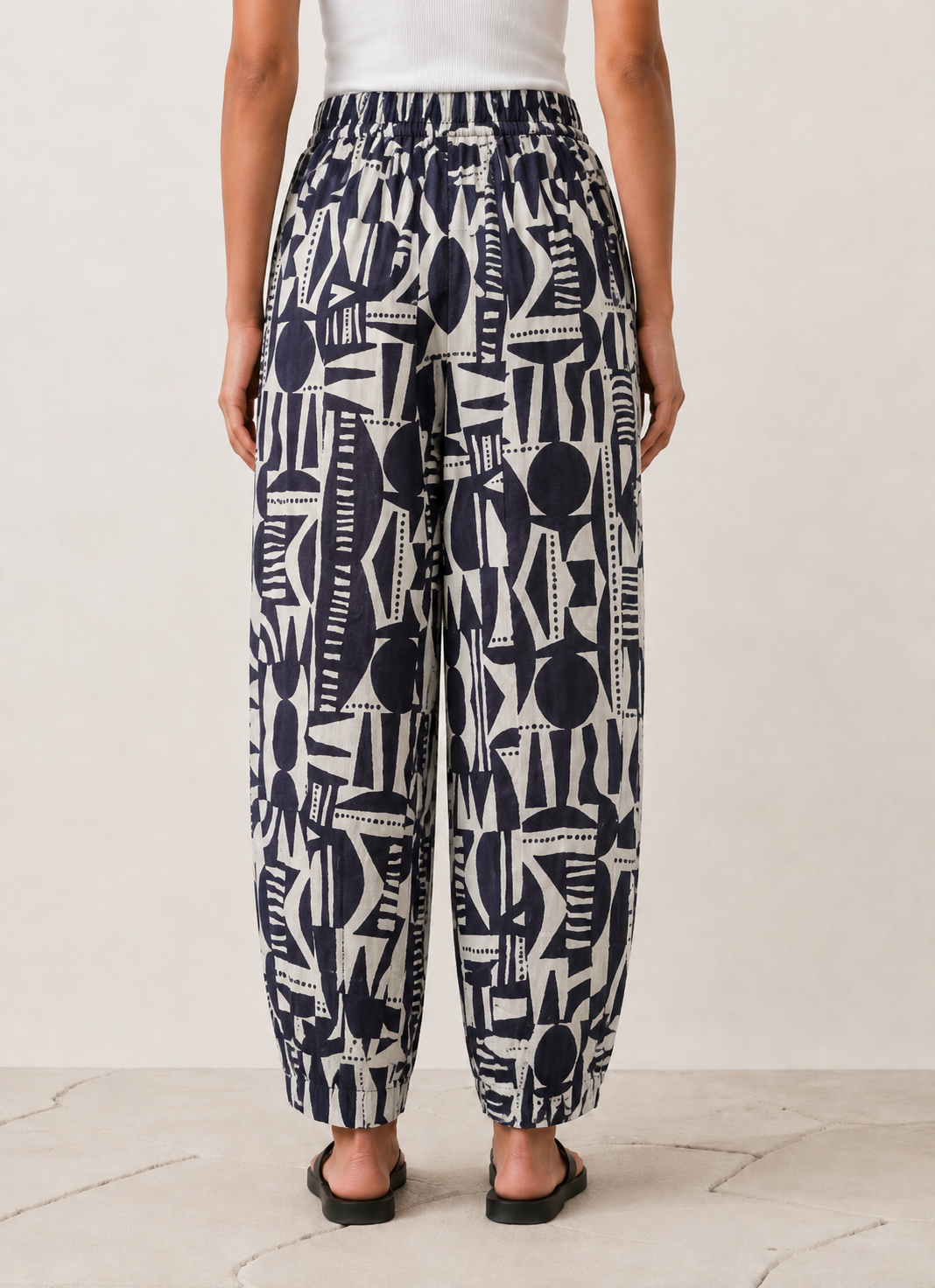 Balloon Linen Pants “Black & White ”