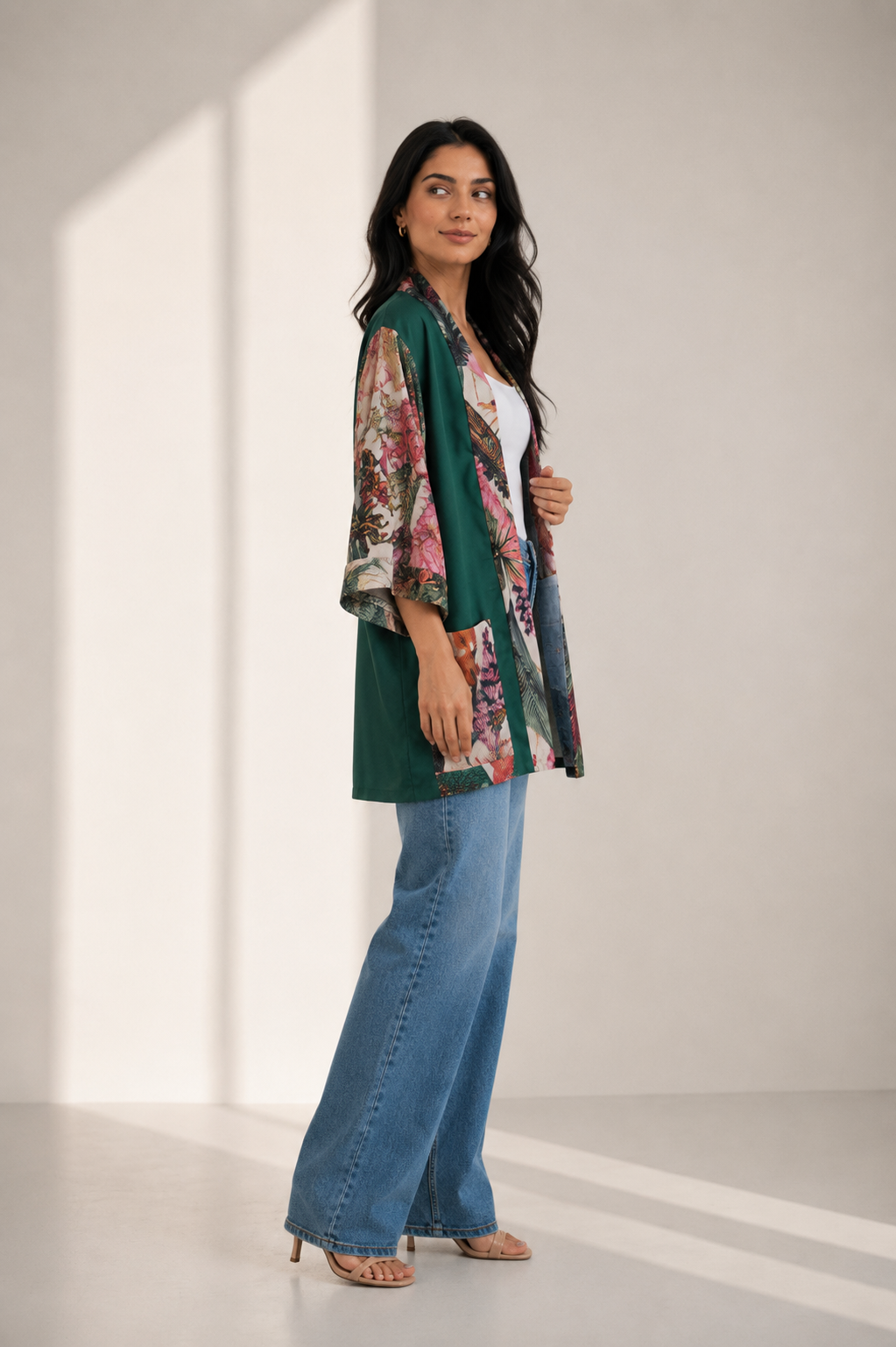 Tropical Green Short Kimono