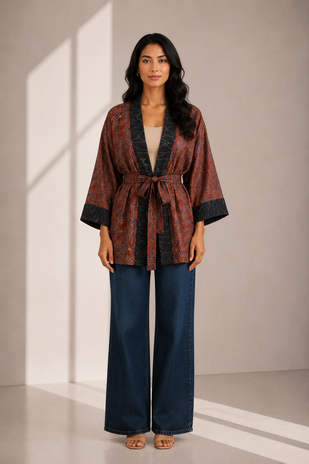 Vintage linen short kimono