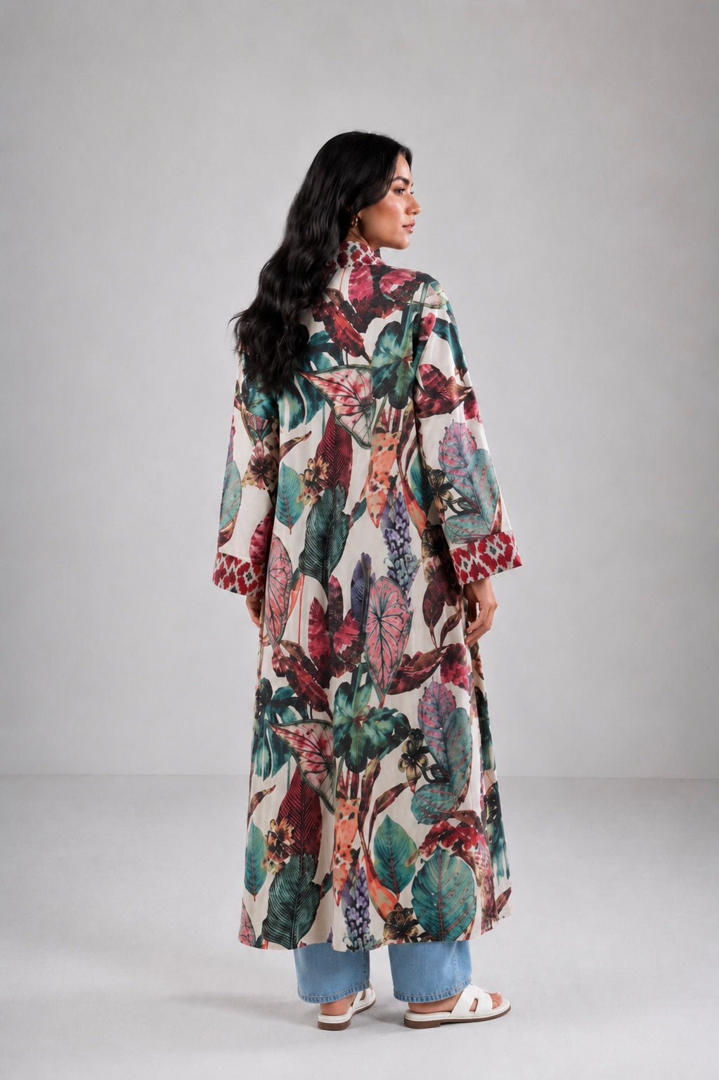 Tropical linen kimono