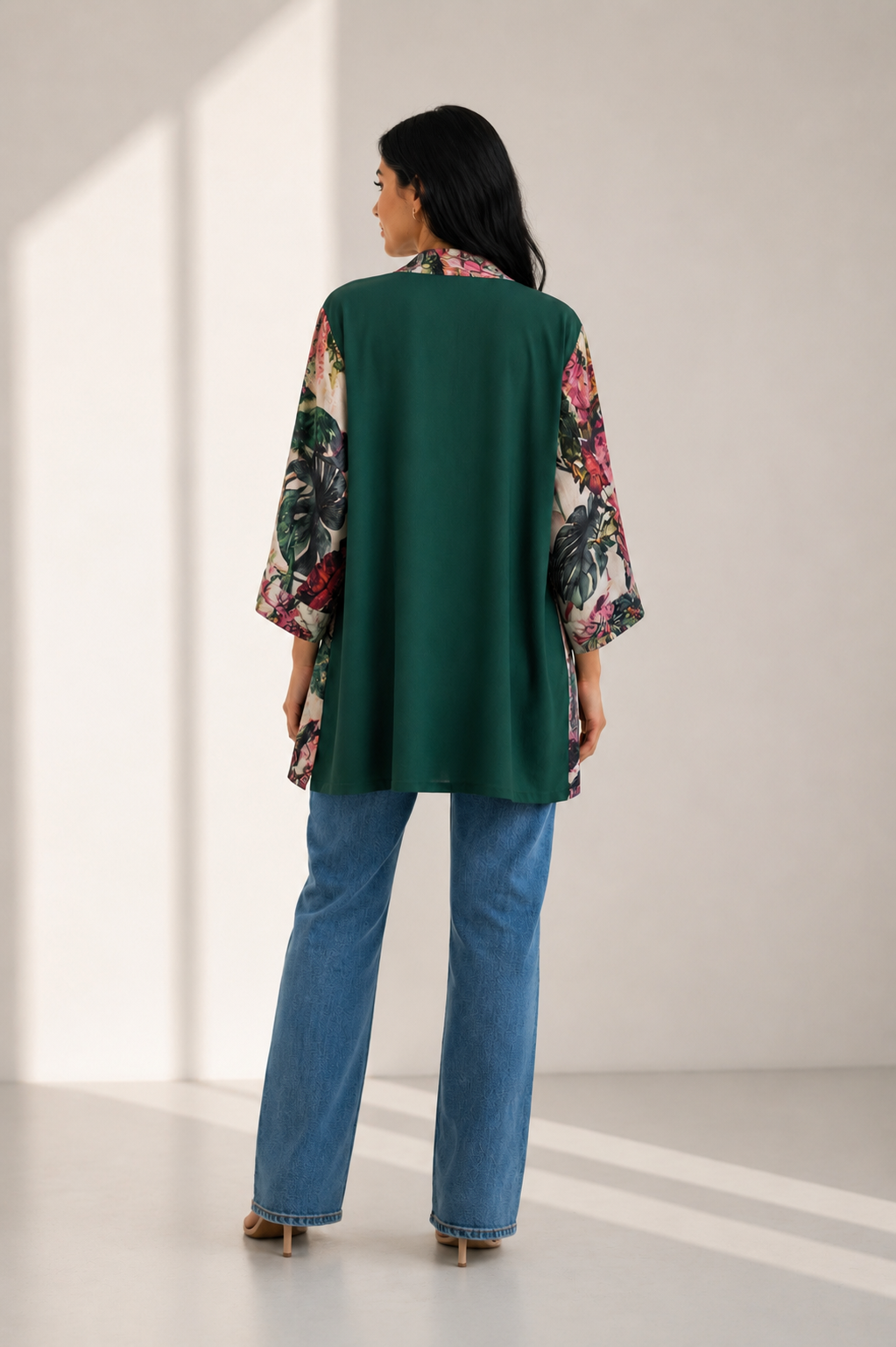 Tropical Green Short Kimono