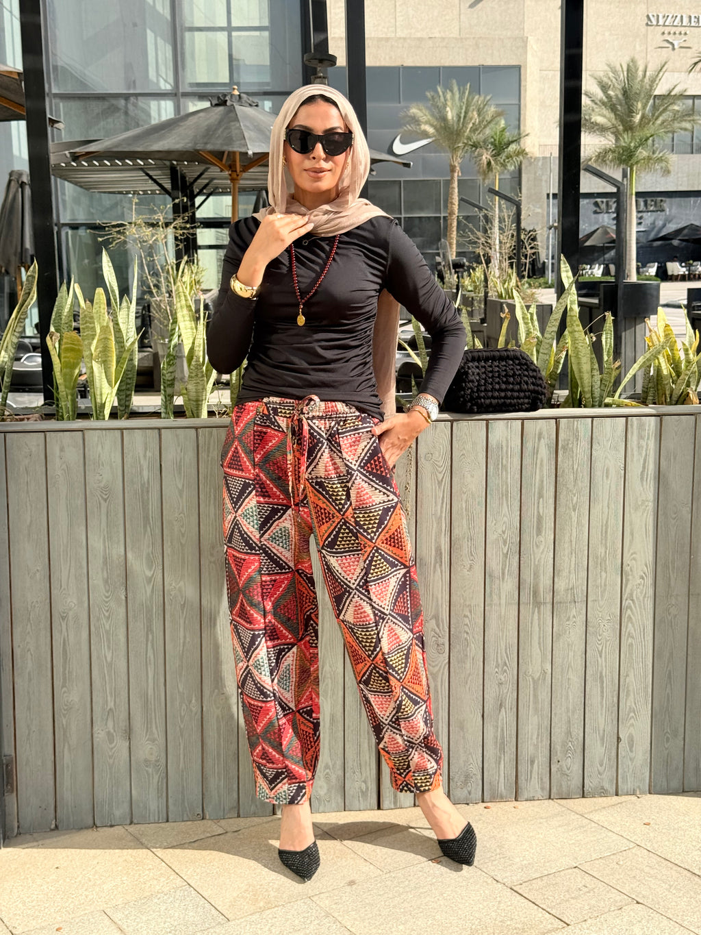 Balloon Linen Pants “Geometric ”