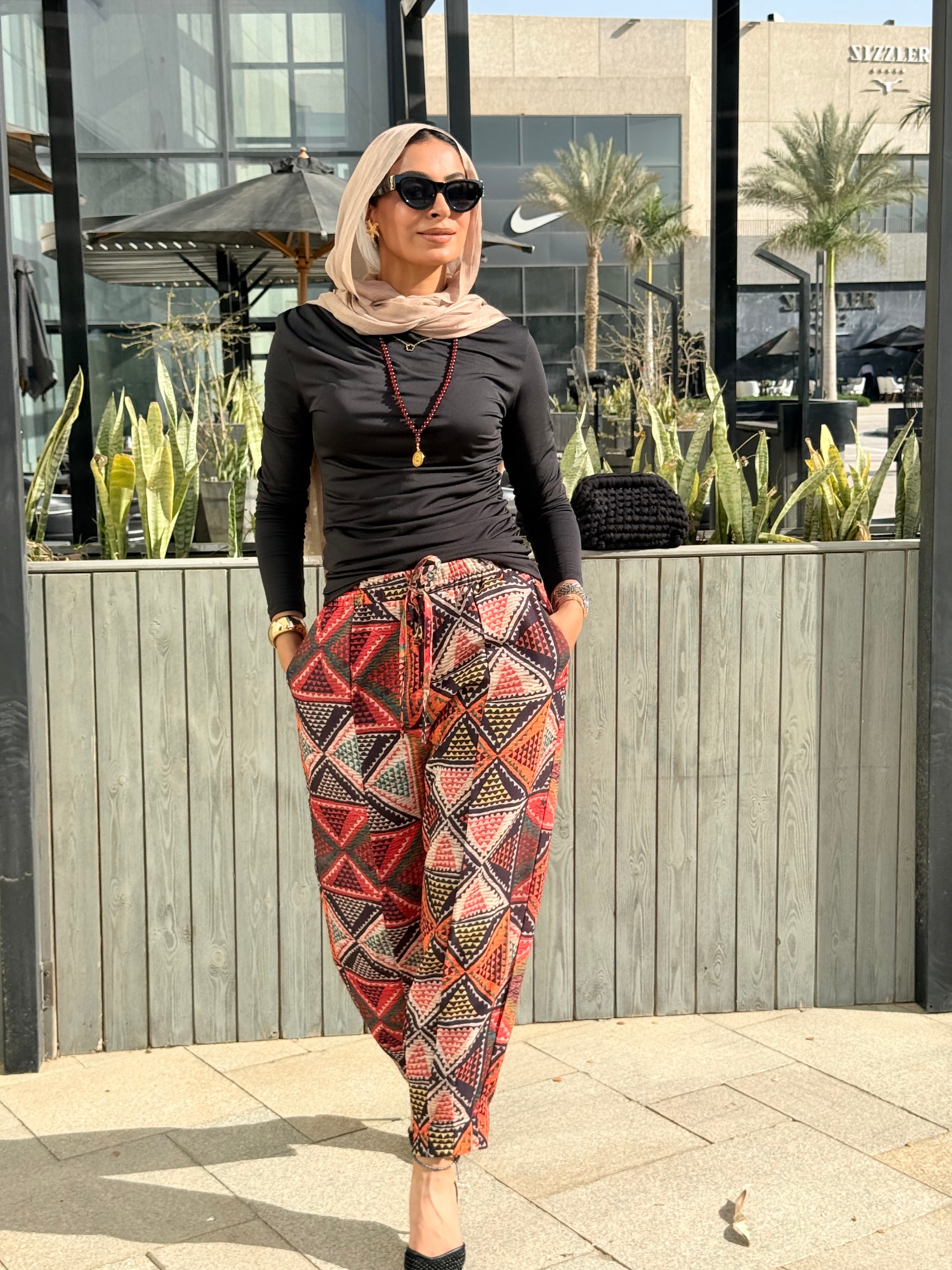 Balloon Linen Pants “Geometric ”