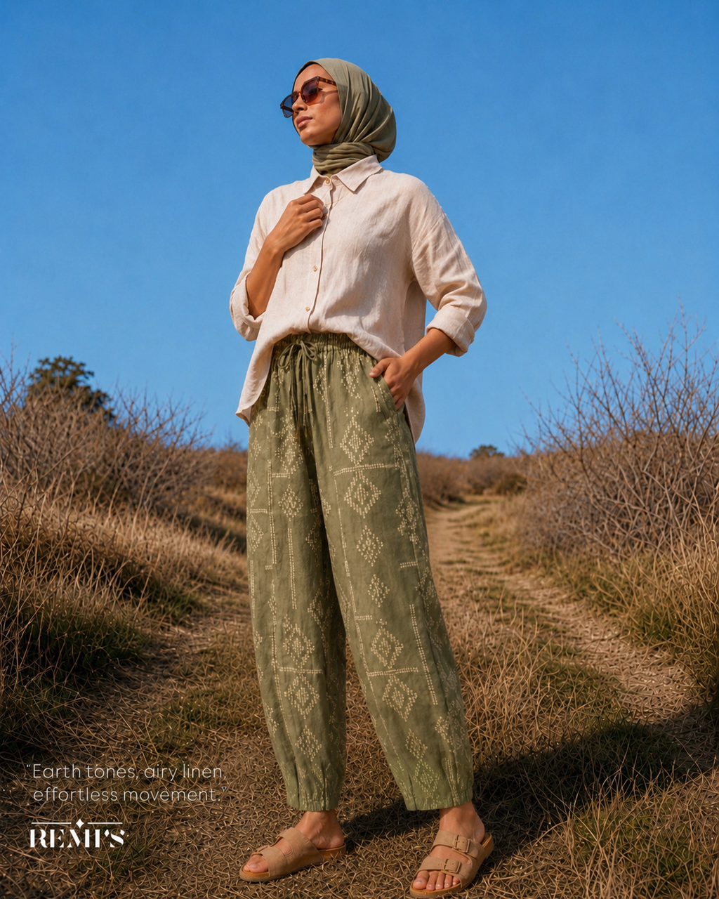 Balloon Linen Pants “Olive”