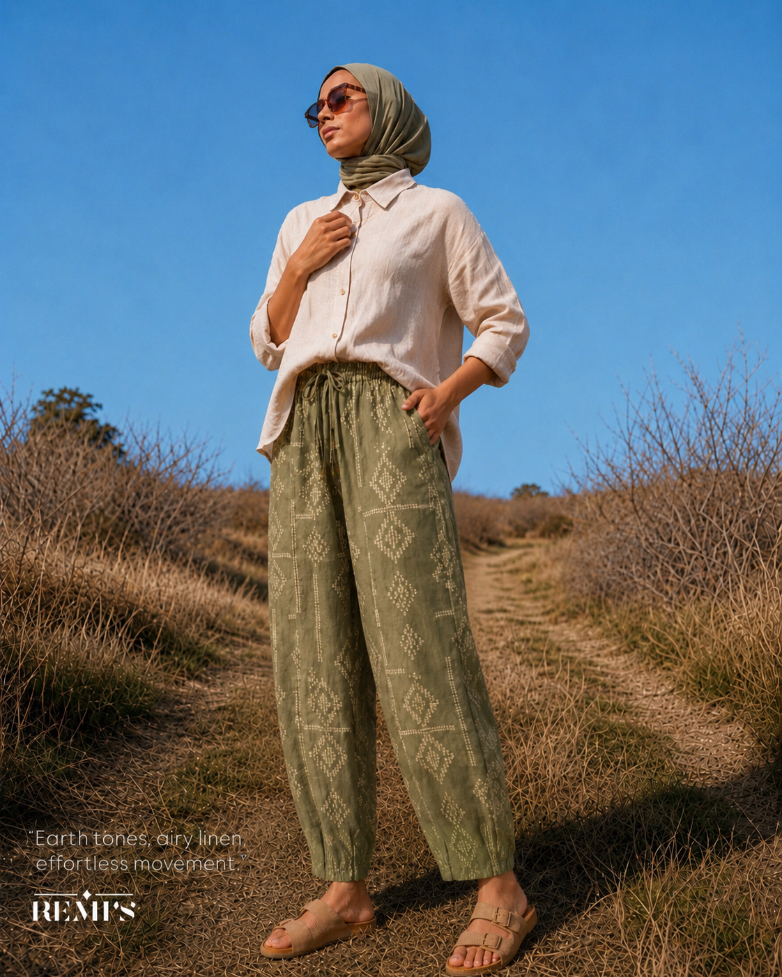 Balloon Linen Pants “Olive”