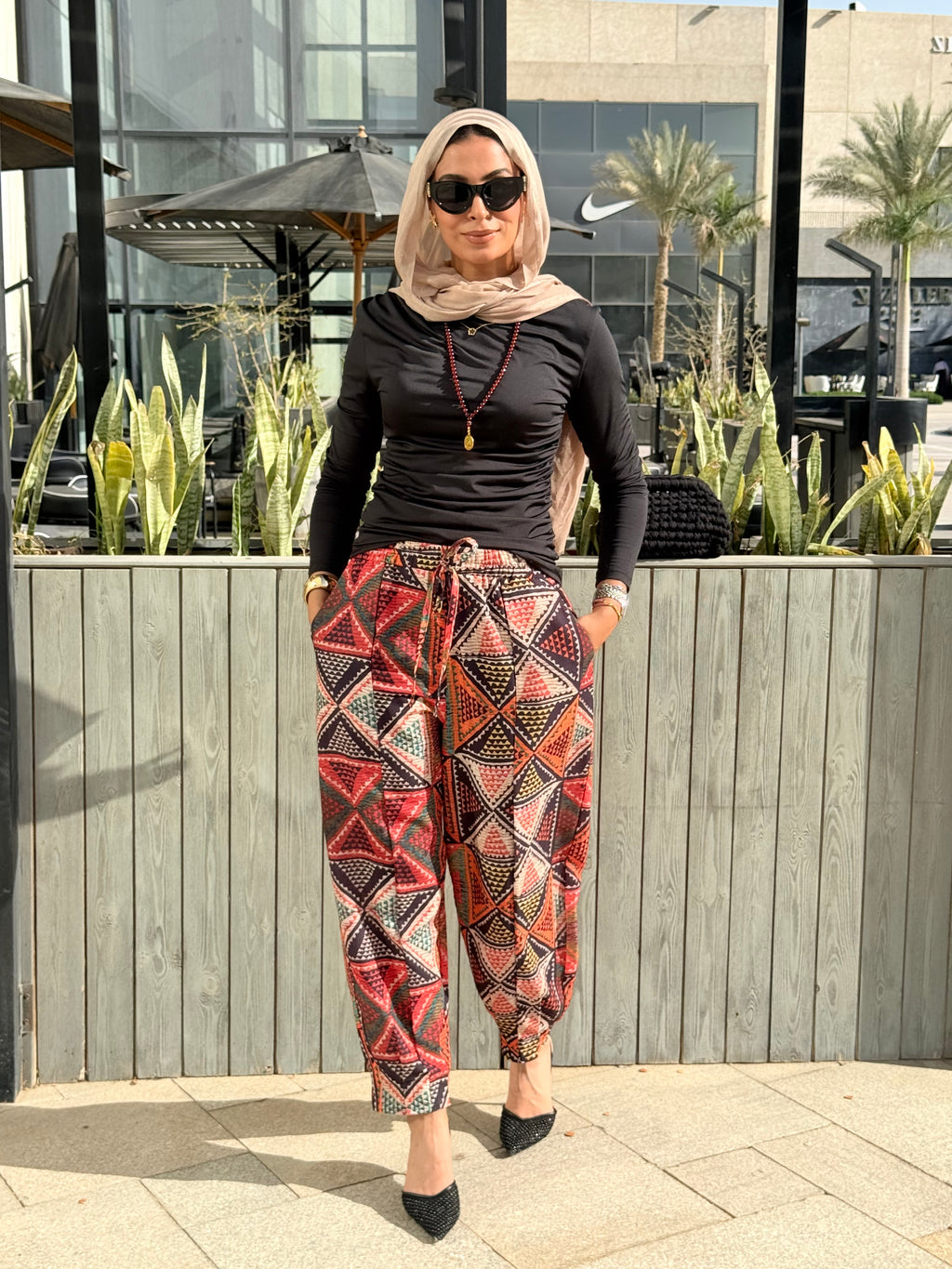Balloon Linen Pants “Geometric ”