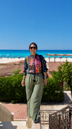 Soléa tropical linen blouse