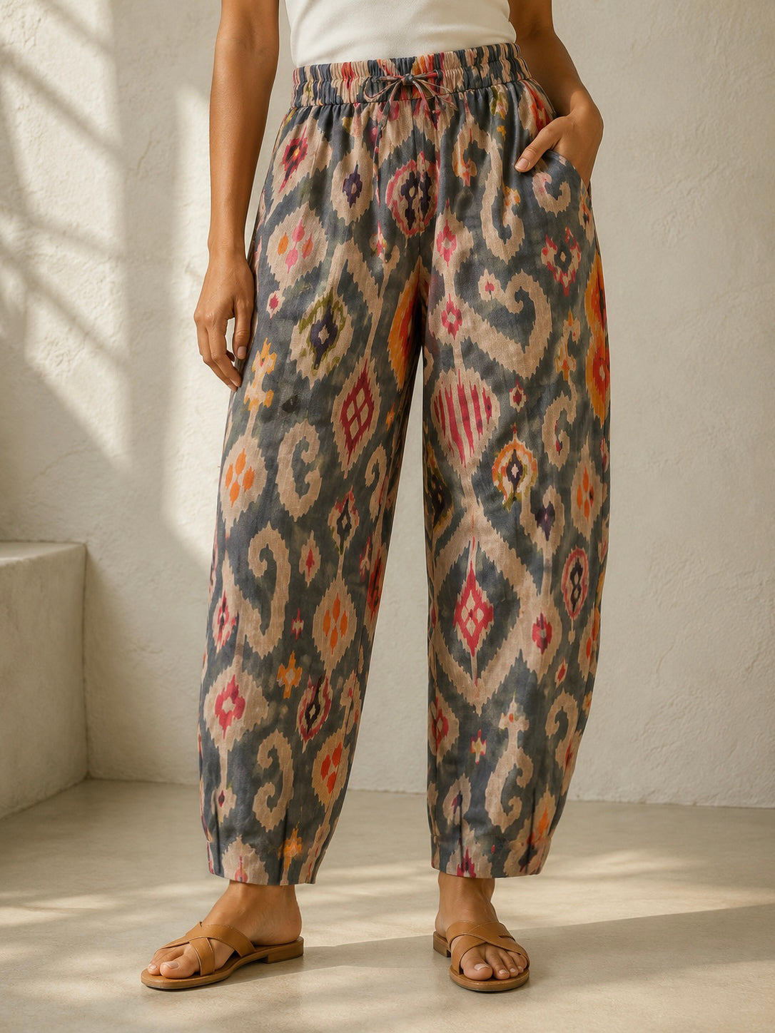 Boho balloon linen pants