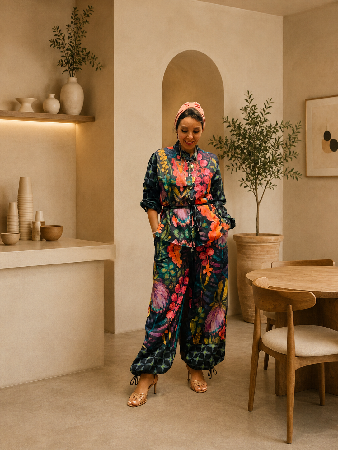 Soléa tropical linen blouse