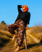 Balloon Linen Pants “Geometric ”