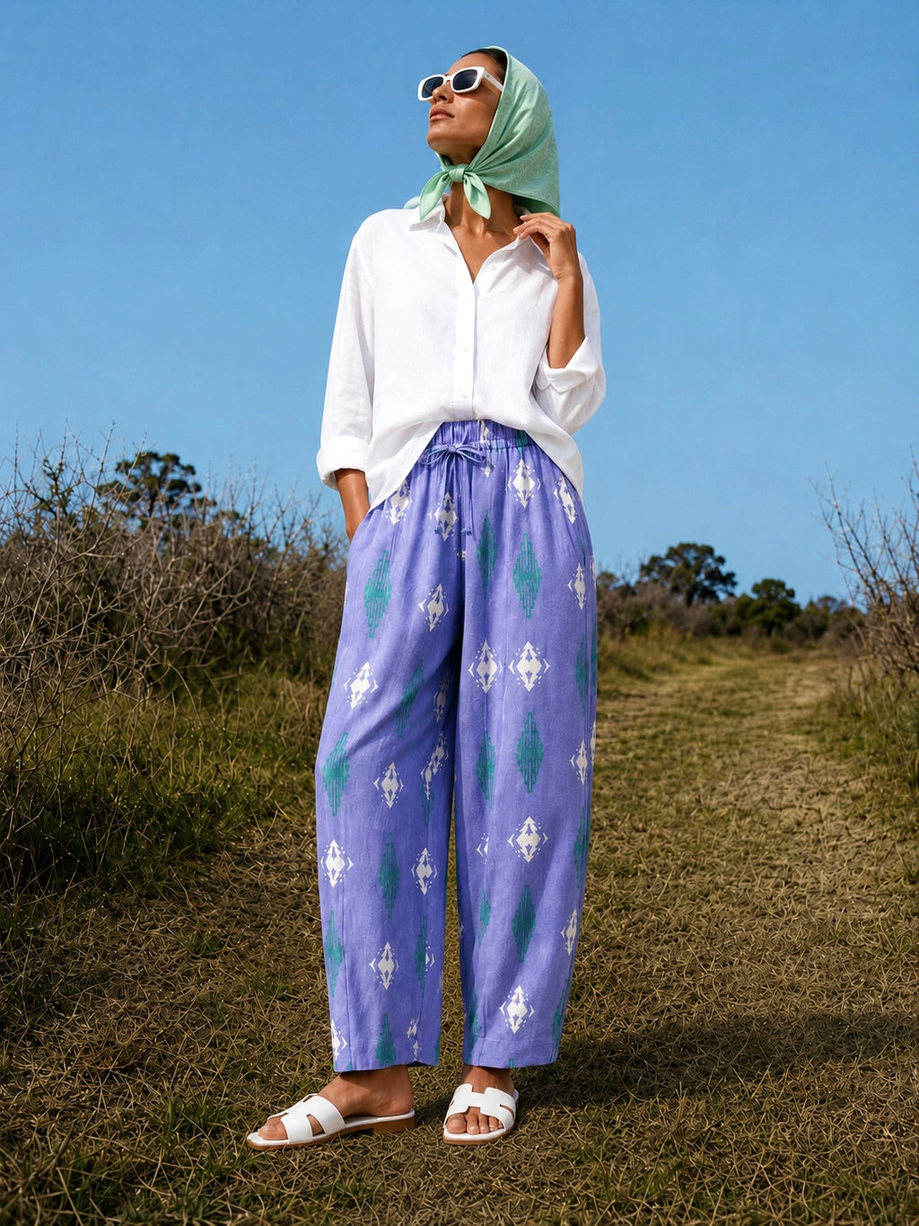 Balloon Linen Pants “lavender blue”