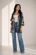 Tropical Green Short Kimono