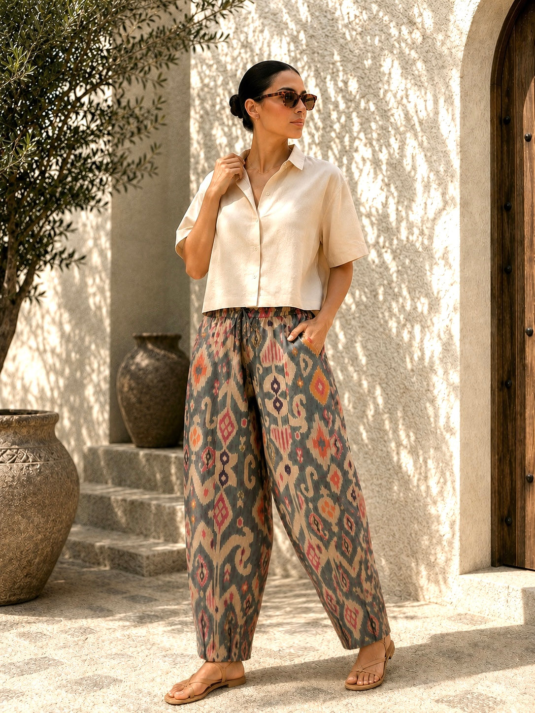 Boho balloon linen pants