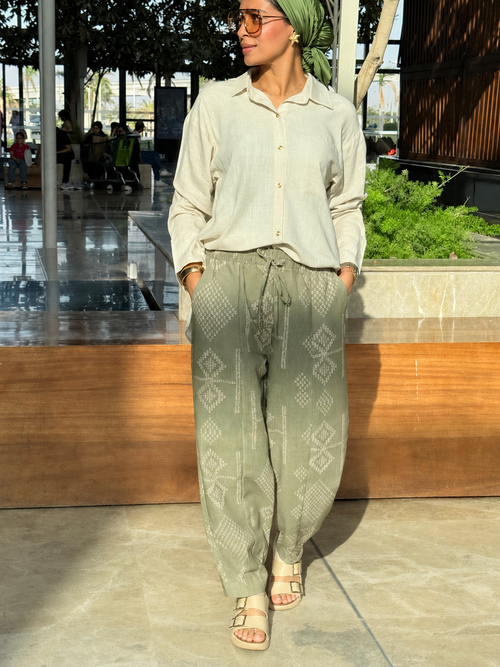 Balloon Linen Pants “Olive”