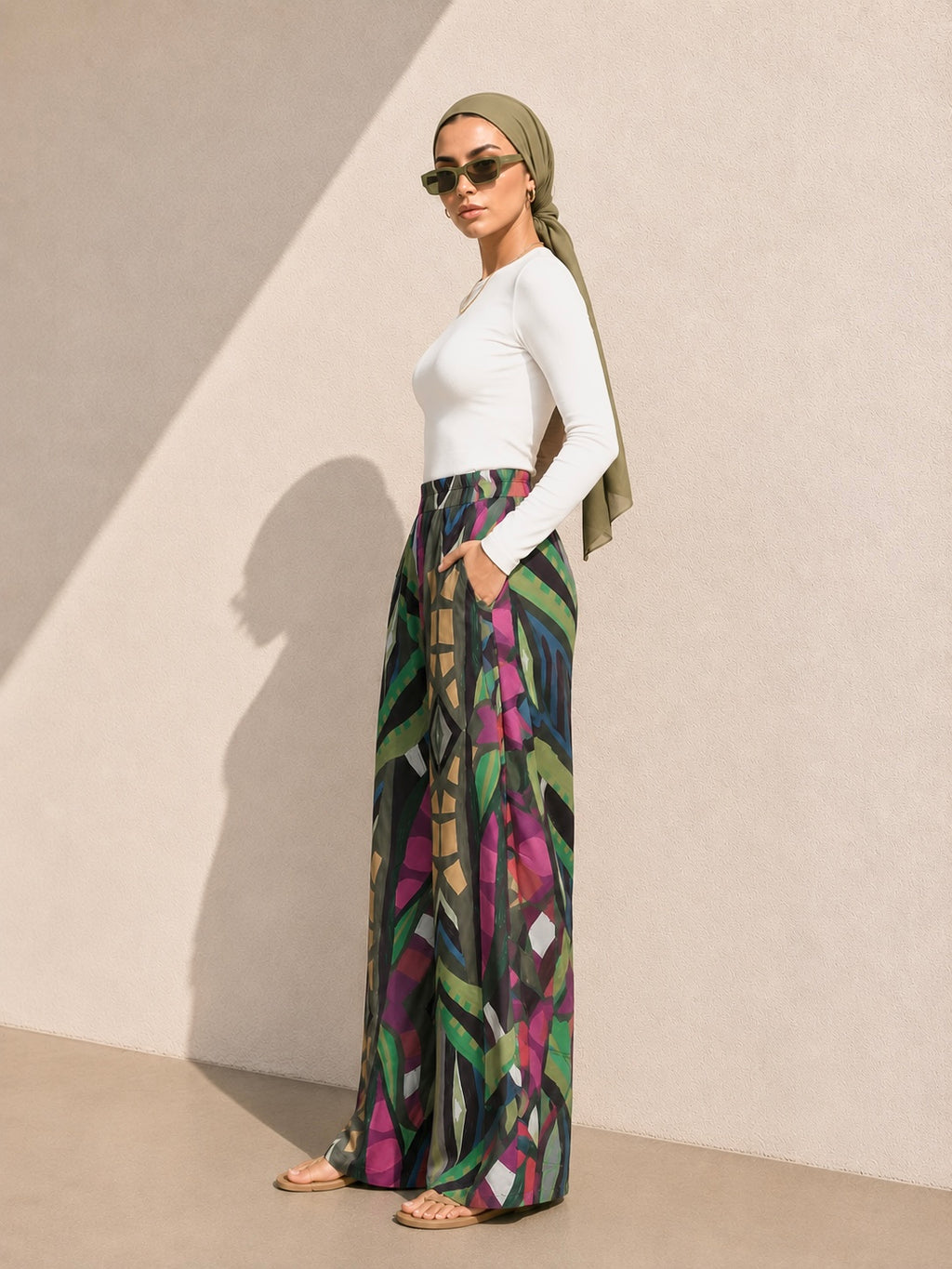 Geometric Satin Pants