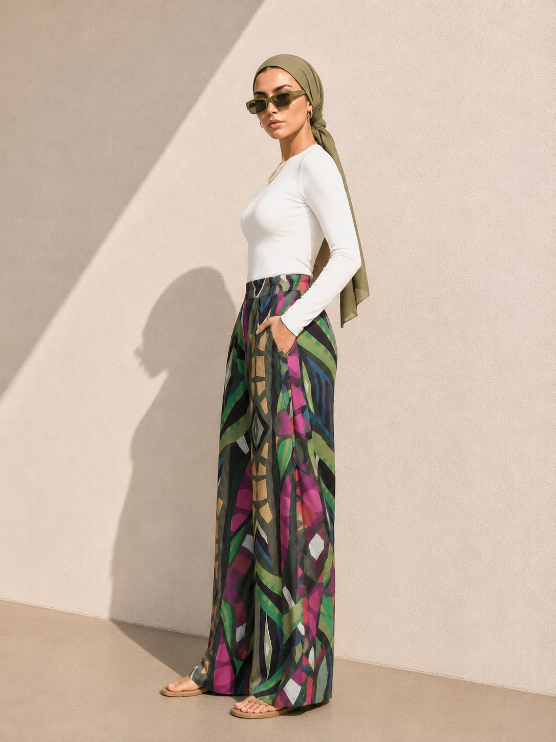 Geometric Satin Pants