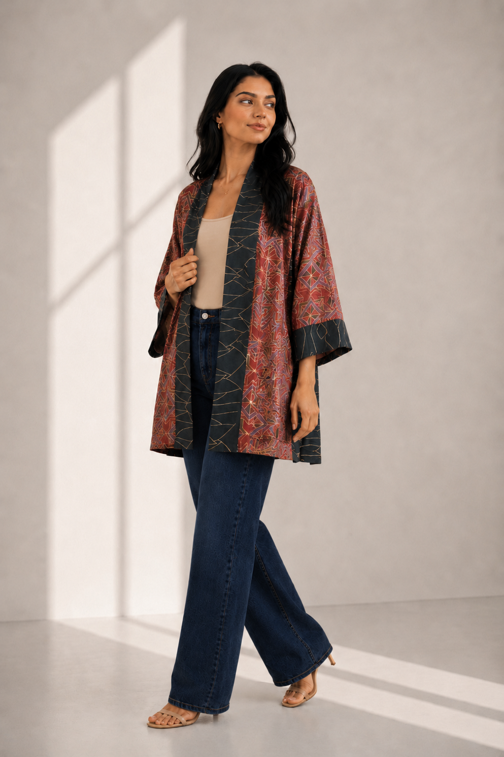 Vintage linen short kimono