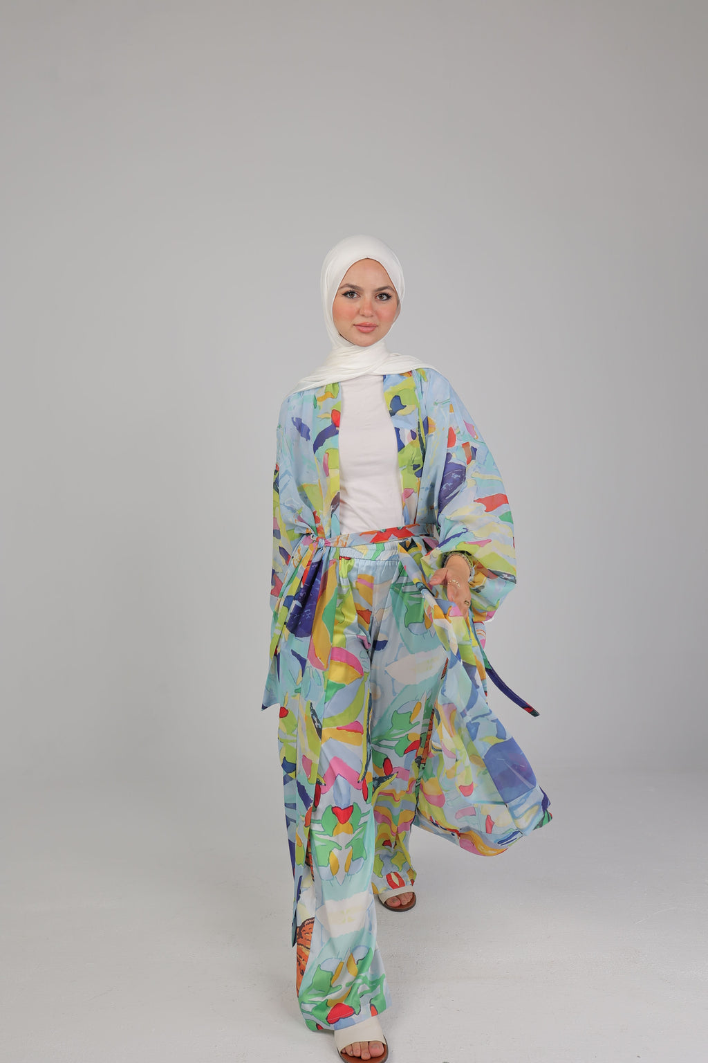 Abstract Satin Pants