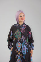 Damask Black Linen dress
