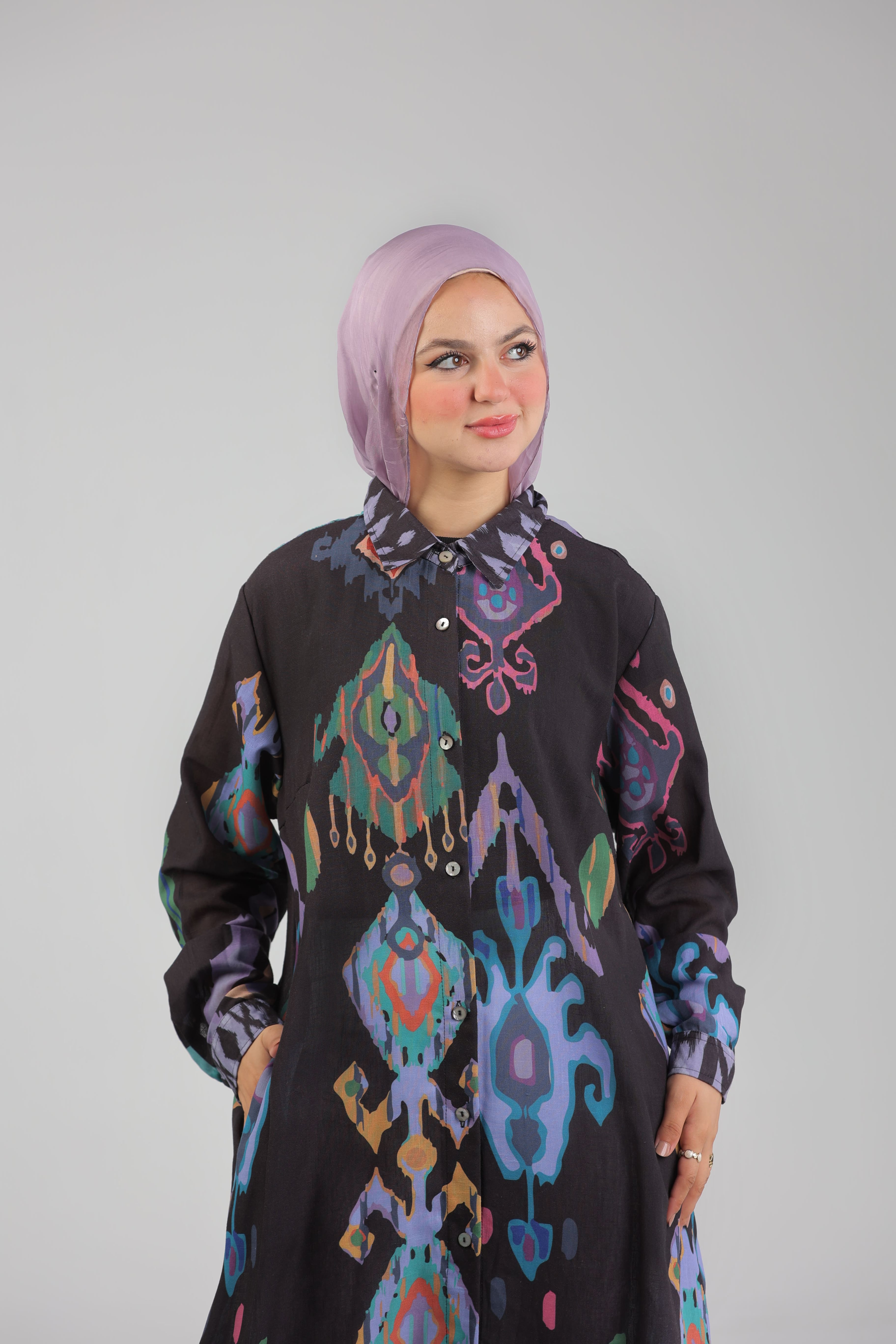 Damask Black Linen dress
