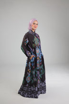 Damask Black Linen dress