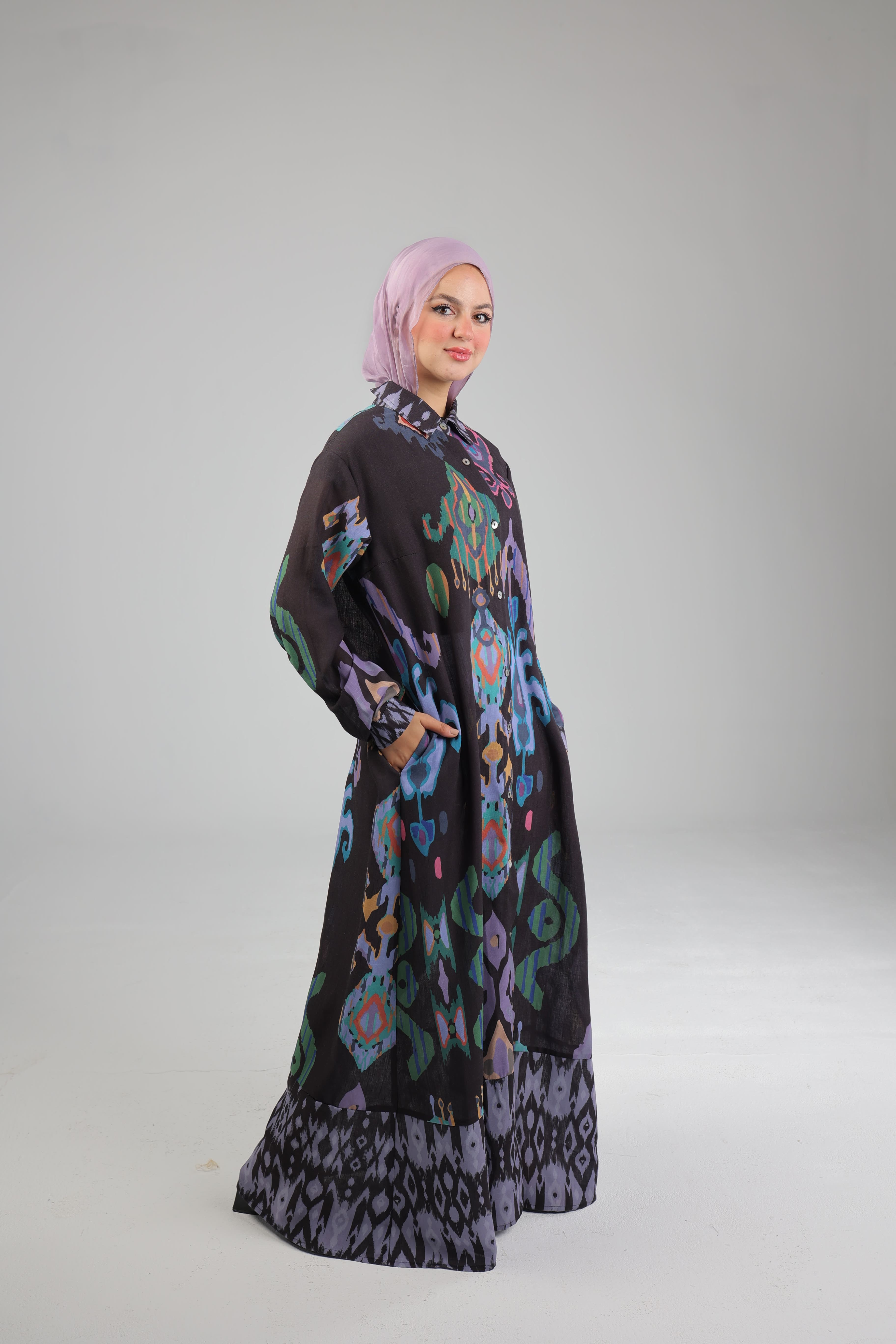 Damask Black Linen dress
