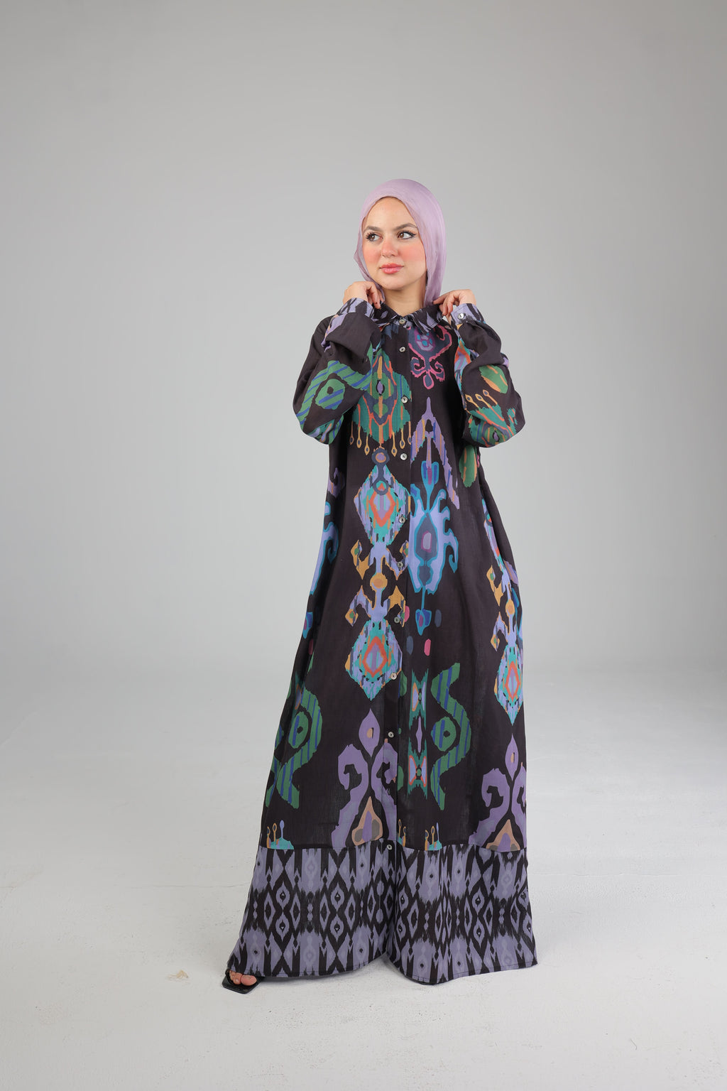 Damask Black Linen dress