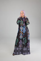 Damask Black Linen dress
