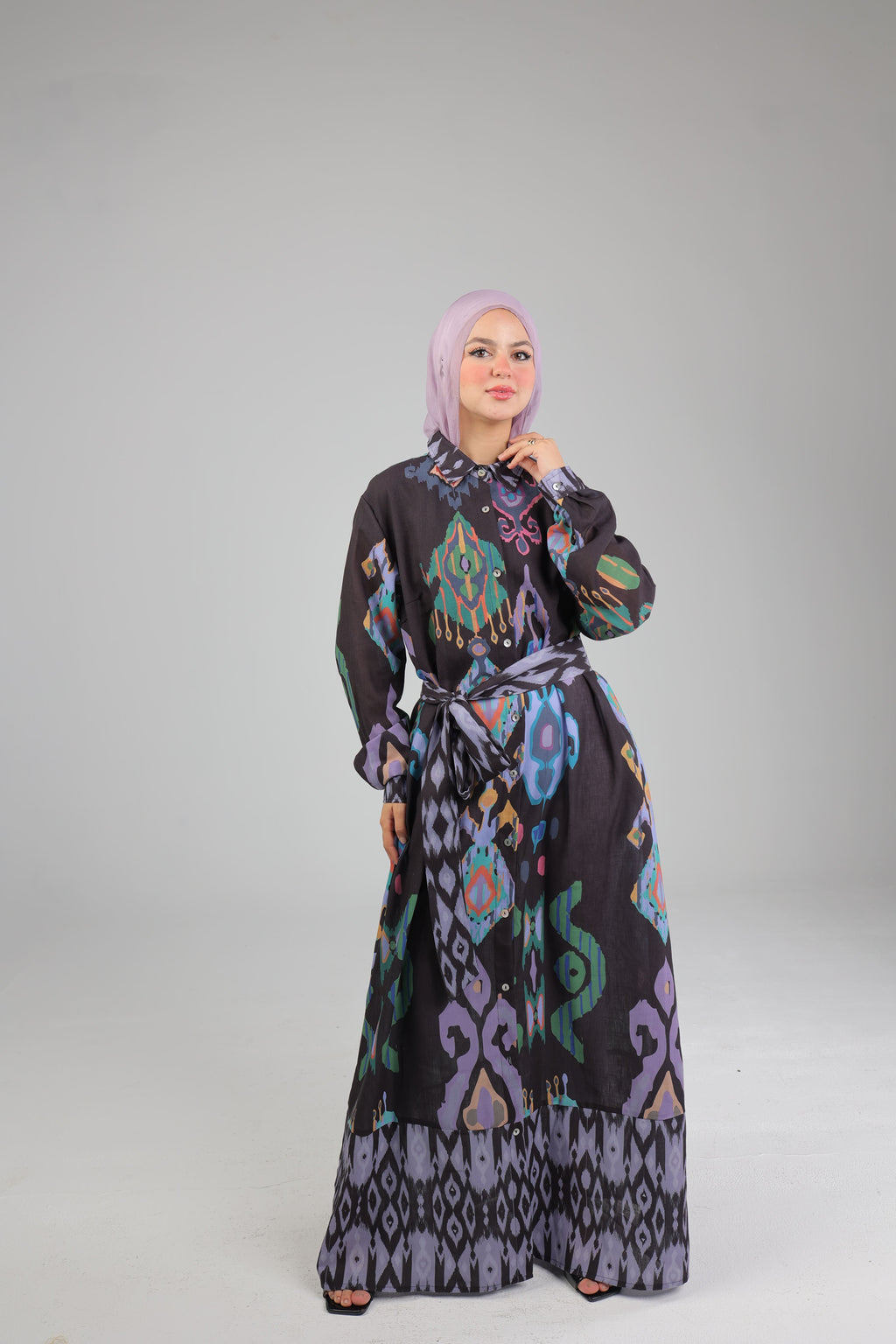 Damask Black Linen dress