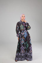 Damask Black Linen dress