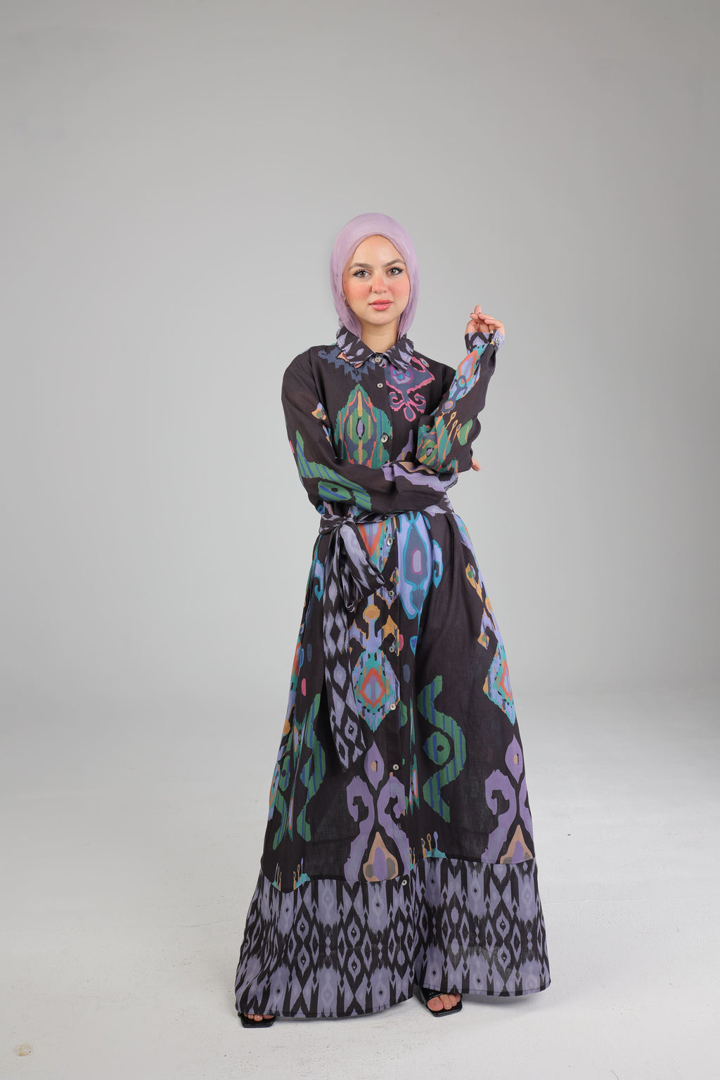 Damask Black Linen dress