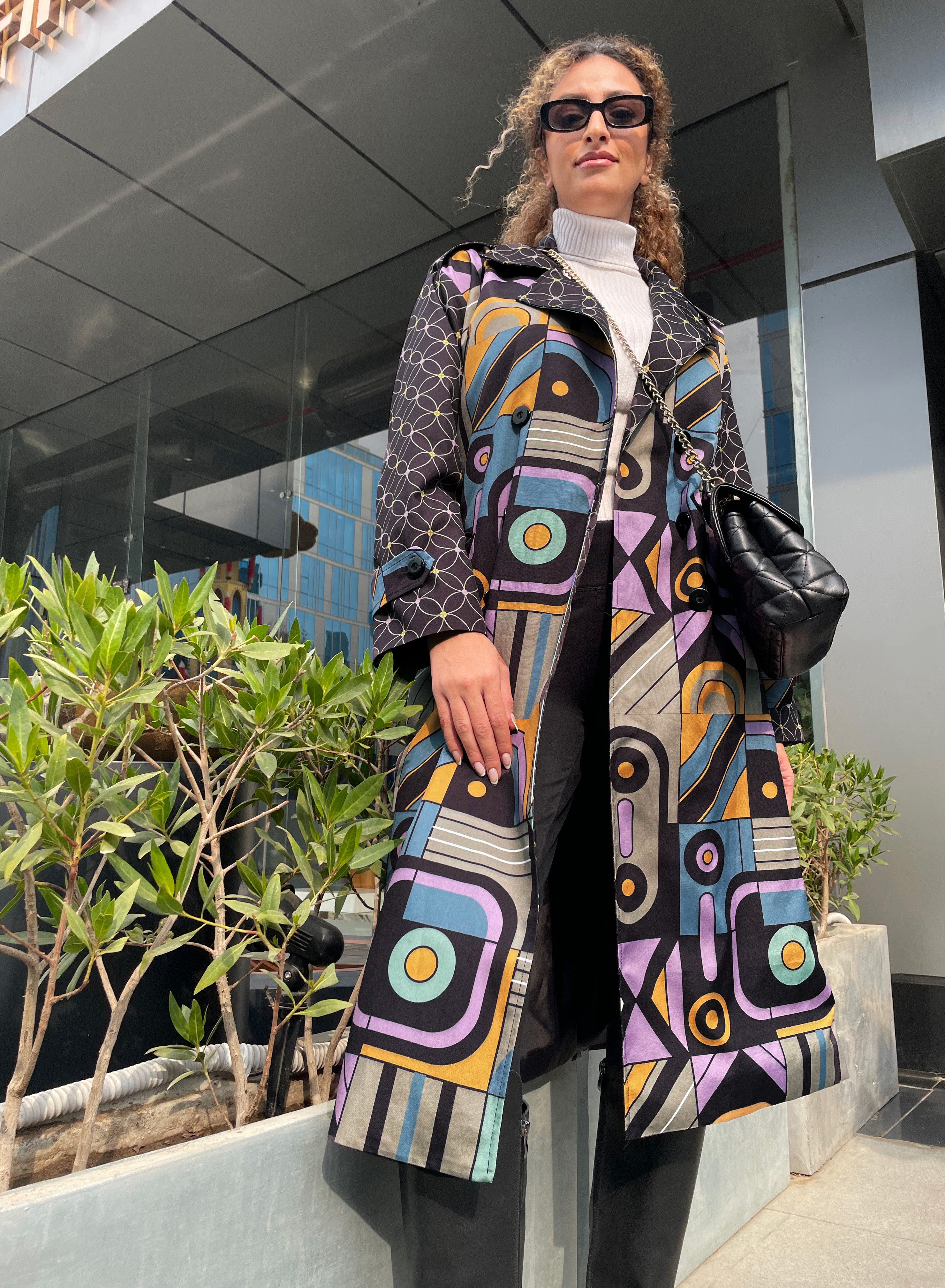 Retro Charcoal Trench Coat