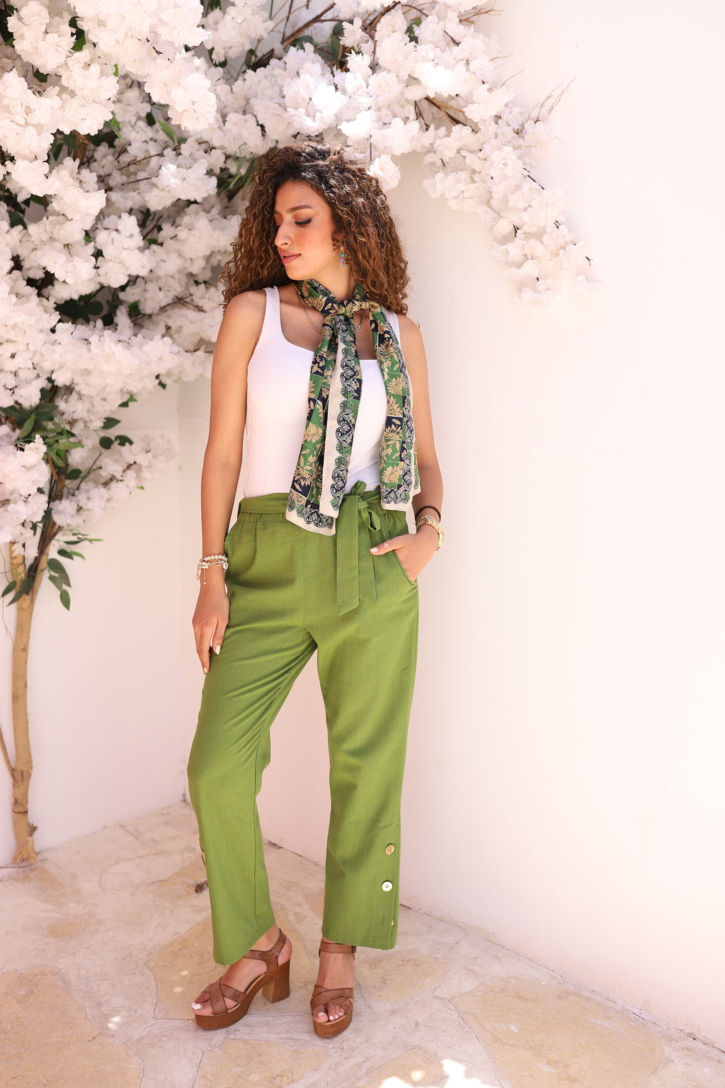 Olive Linen Pants