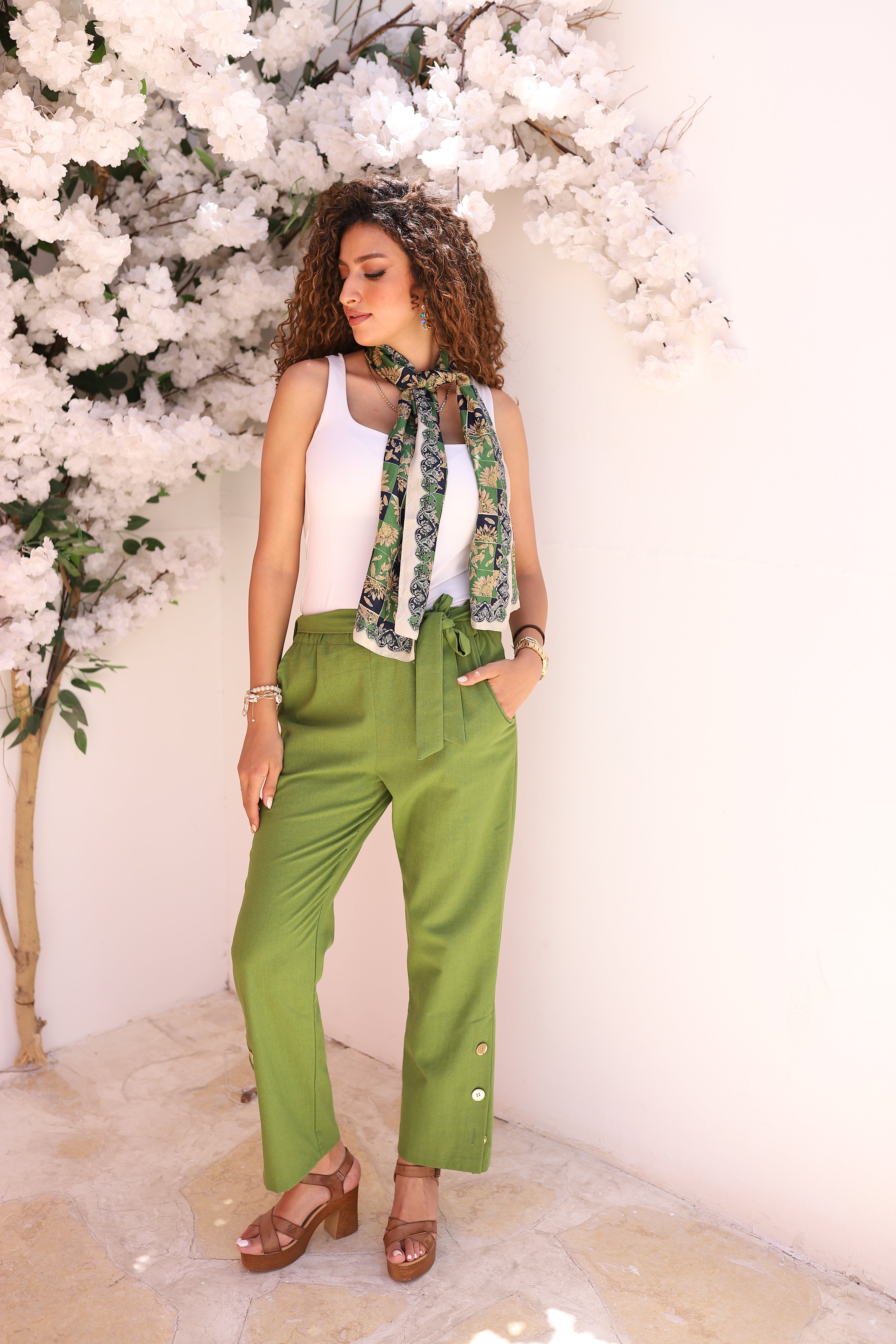 Olive Linen Pants
