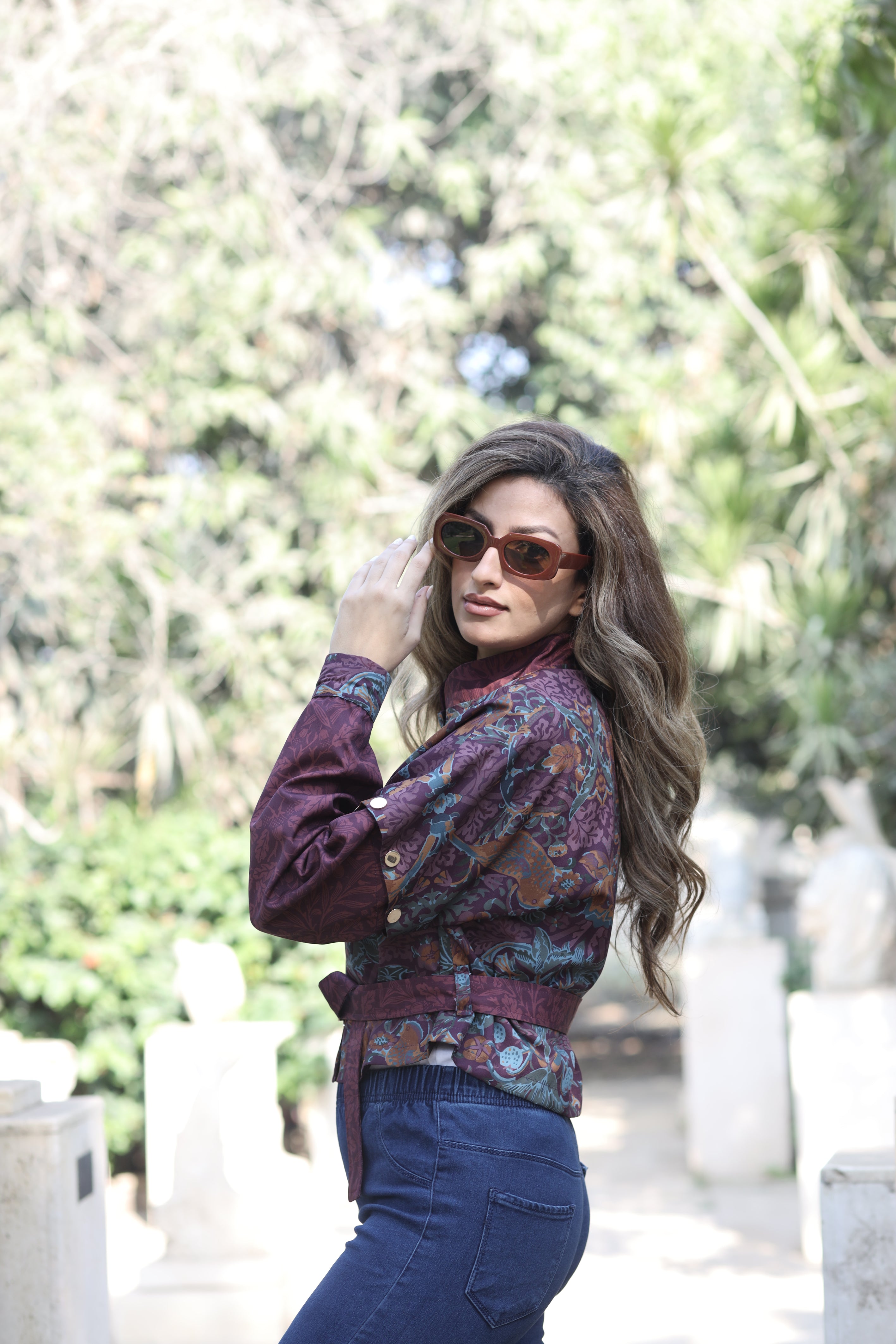 " BURGUNDY " Cropped Jacket