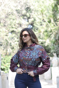 " BURGUNDY " Cropped Jacket