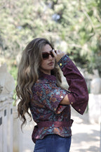 " BURGUNDY " Cropped Jacket
