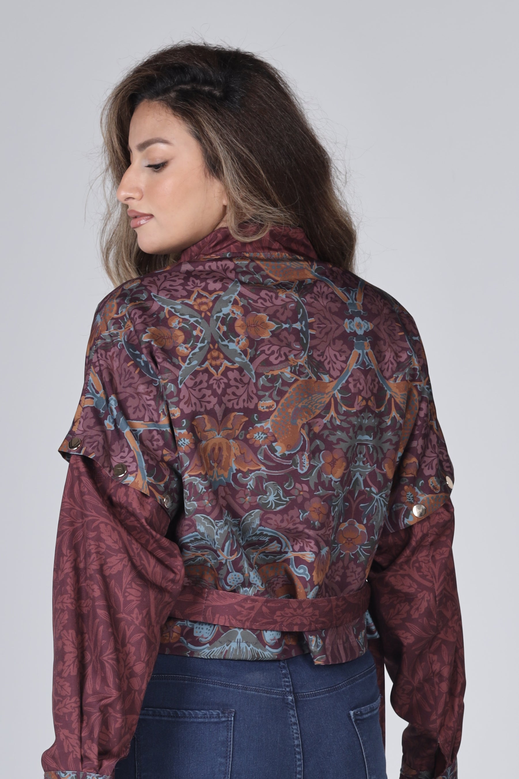" BURGUNDY " Cropped Jacket
